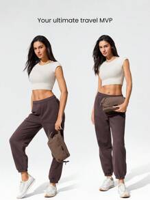 GLOWMODE 5L Glow The Distance Water-Repellent Zipper Closure Dual-Compartment Storage Logo Toiletry Bag Gym Travel Daily Casual  Spring Summer - Brown - View 5