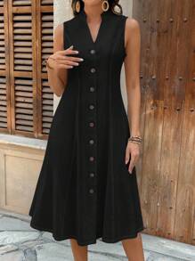 EMERY ROSE Váy ngắn tay cổ tròn họa tiết hình học mùa hè dành cho nữ - màu đen - Xem 7