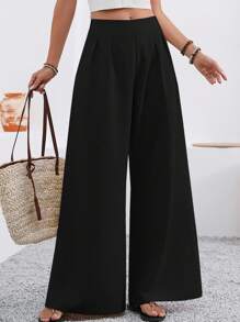 EMERY ROSE Pantalones anchos elegantes de unicolor, sueltos y con bolsillo