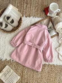 SHEIN Baby Girl Infant Toddler Newborn 0-3 Years Old Autumn/Winter Versatile Daily All-Match British Style Lapel Trench Coat Fall