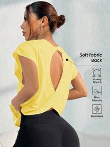Core Rhythm 宽松女式瑜伽外套跑步健身运动T恤背心 - 黃色 - 查看 2