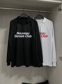 Manfinity Dauomo T-shirt décontracté ample à manches longues raglan avec slogan pour hommes - Multicolore - Voir 1