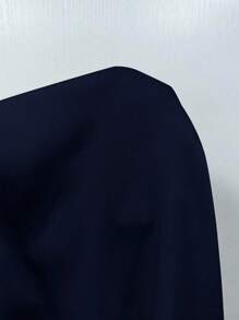 Franclia Jumpsuit Wanita Lengan Pendek Berlipit Elegan Warna Polos Kasual untuk Kuliah - Navy Blue - View 6