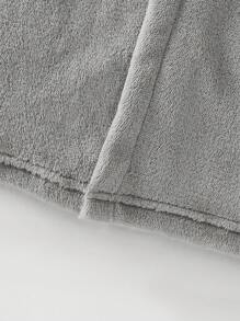 男童灰色纯色简约时尚纯色长袖长款连帽抽绳睡袍家居服