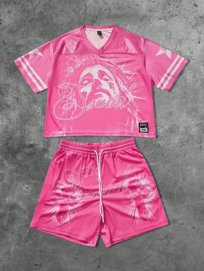 Prep Ensemble de T-shirts graphiques unisexes de style de rue avec inscription "Jésus" en anglais