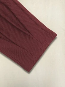 INAWLY 女士纯色松紧腰宽松休闲哈伦裤 - 紅木色 - 查看 3