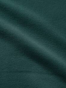 EURMUSE 100%Cotton Men Letter Patched Drop Shoulder Sweatshirt - Dark Green - View 8