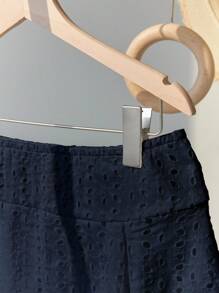 Elamini Quần short váy siêu ngắn thêu ren trắng cạp thấp đa năng thời trang xuân hè - Màu xanh hải quân - Xem 5
