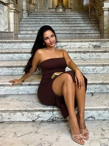 NegzBox Split Thigh Tube Bodycon Short Summer Dress,Summer Dresses,Summer Dresses For Women
Spring Clothes - Camel - View 4
