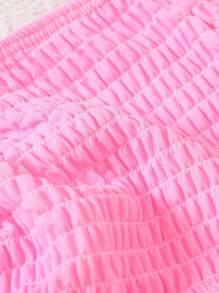 SHEIN Swim Summer Beach Solid Color Bandeau Bikini Top For Vacation - Pink - View 5