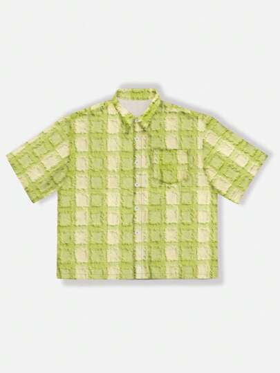 Street Life Men's Color Block Plaid Simple Casual Short Sleeve Shirt