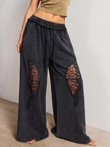 Bohemela Quần ống rộng họa tiết bướm phong cách đồng quê miền Tây, thích hợp mặc đi nghỉ, mặc hàng ngày, mặc đi chơi, mặc đi chơi, mặc đi chơi, mặc đi chơi, mặc đi học, mặc Halloween - màu đen - Xem 4