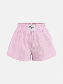 SHEIN 3pcs/Pack Tween Girls Multi-Piece Casual Set With Elastic Waist Striped Shorts
