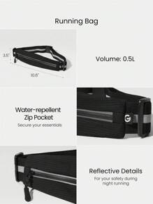 GLOWMODE 0.5L Glow Run Breathable Mesh Waterproof Logo Reflective Zipper Pocket Drawstring Adjustable Strap Micro Running Belt Bag Jogging Training Travel Studio Daily Active Fall Winter