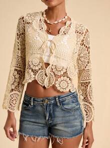 Travachic 女士休闲镂空针织轻质开衫，秋季女装，秋季，复活节，假日，女士海滩，度假女士，音乐会女士，波西米亚风，波西米亚，音乐节，热带度假女士，浪漫，秋季，冬季，圣诞节，女士外出上衣，外出上衣，休闲，可爱