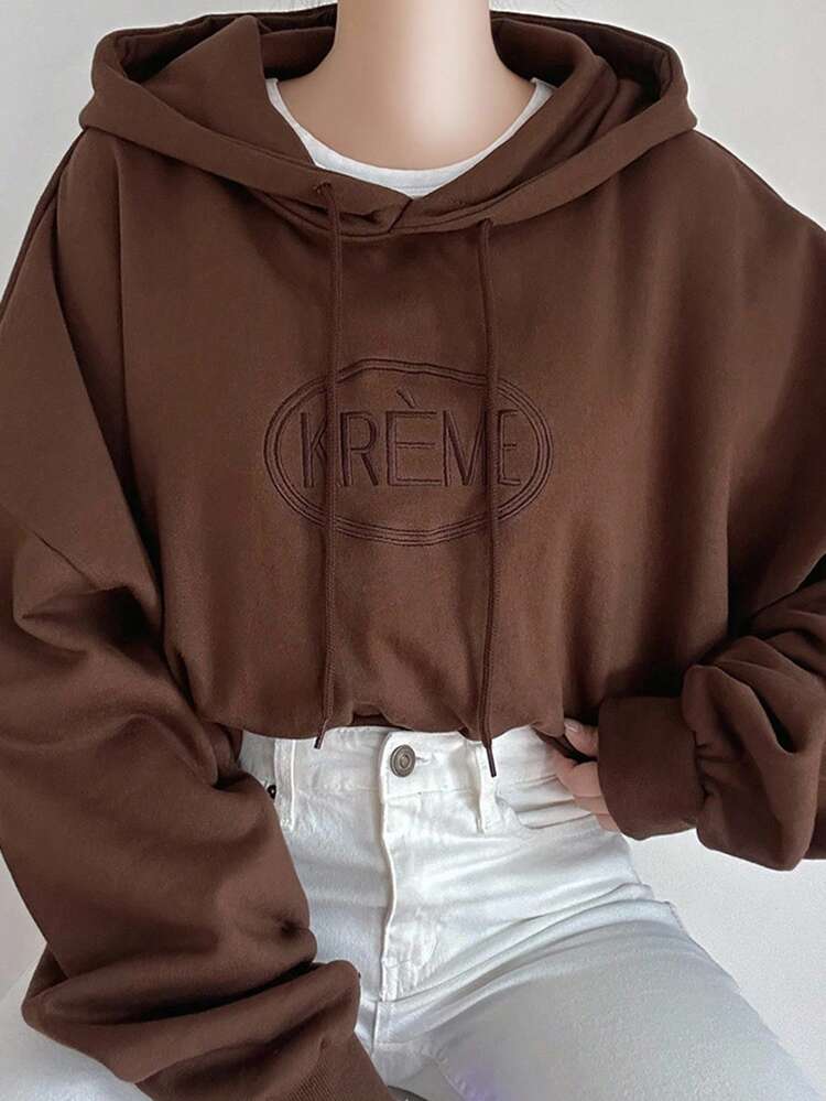 Minimalist Letter Embroidered Oversized Hoodie Sweatshirt