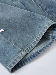 SHEIN Tween Girl Y2K Fashion Wide Leg Jeans, Side Bow Decor Design, Loose Denim Pants, Autumn Back To School Street Style, Music Festival, Holiday Casual Wear, Street Fashion, Casual Everyday Denim Fall Winter Jeans - Light Wash - View 9