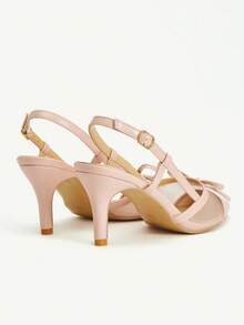CUCCOO CHICEST Brown Cherry Pointed Toe Stiletto Heel Backless Women Pumps - Pink - View 10