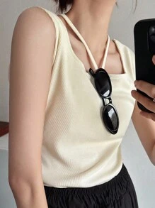 Dazy Plus Große Größen einfarbiges enges Trägertop, Sommer