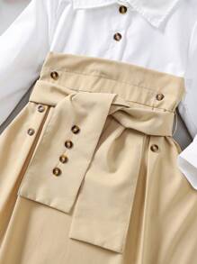 休闲学院风日常时尚简约长袖少女连衣裙 - 彩色 - 查看 4