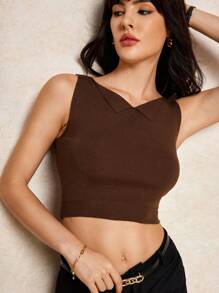 House of One Flap Neck Open Sleeveless Knitted Sweater Vest Top Women Fall Winter Casual Elegant Business Old Money Fall Outfits Business Professional Women Business Casual Woman