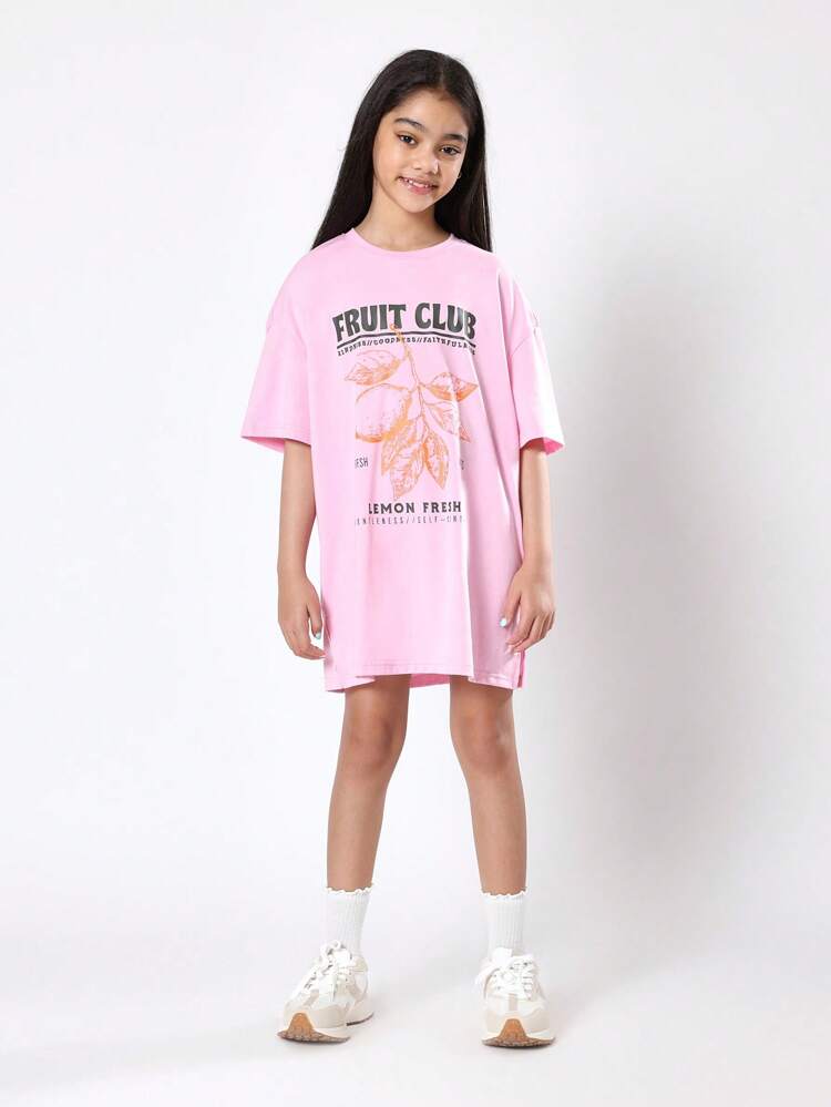 Oversized Fruit Club T-Shirt Dress With Lemon Print