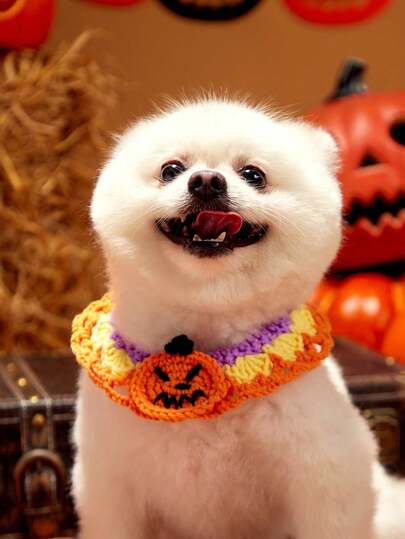 PETSIN Halloween Pet Scarf Knitted Collar Bib
