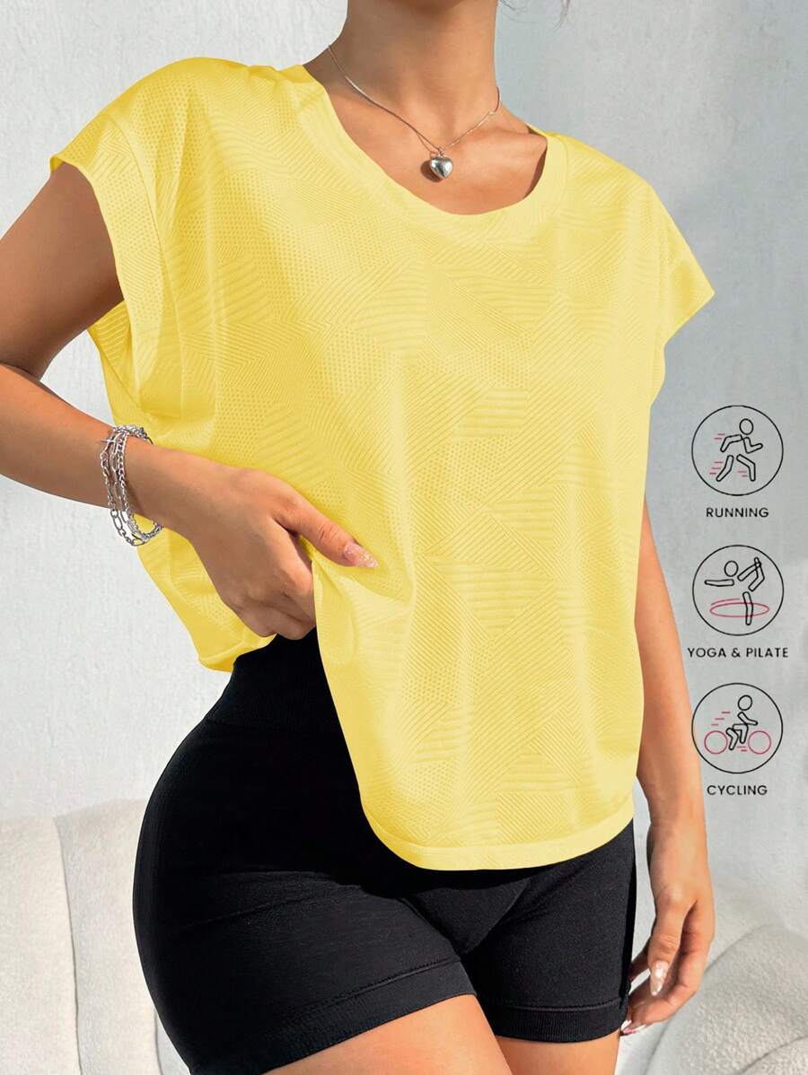 Core Rhythm 宽松女式瑜伽外套跑步健身运动T恤背心 - 黃色 - 查看 1