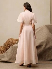 Anewsta Váy chữ A thêu hoa thanh lịch màu mơ dành cho nữ, thích hợp cho kỳ nghỉ, tiệc tùng, hẹn hò, trang phục mùa xuân, trang phục mùa hè, lễ Phục sinh, lễ hội - Hồng - Xem 2