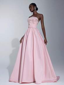 Elitara Thanh lịch, Lãng mạn, Tối giản, Thời trang, Trang nghiêm, Xám hồng, Đính kim sa, Váy satin, Trang trí kim sa, Nàng tiên cá, Cúp ngực, Váy ngoại cỡ, Tàu lượn, Người có ảnh hưởng, Lễ hội, Kỳ nghỉ, Tiệc sinh nhật, Sự kiện cưới, Váy dạ hội trang trọng - Màu Hồng baby - Xem 7