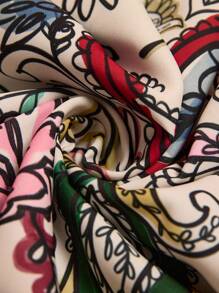 SHEIN LUNE 大码佩斯利印花荷叶边下摆系带吊带连衣裙 - 彩色 - 查看 4