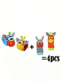 2 Or 4 Pcs Soft Material Wrist Rattle Foot Finder Sensory Stimulation Toys Colorful Halloween Themed Sock Toys Set For Festive Play Fun Rattle Socks Gift Sensory Playtime Activity Novelty Item Holiday Celebration Soft Fabric Entertainment