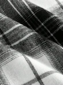 Girlism 青少年女孩格子日常穿着微绒足球/足球运动裤黑白宽腿裤