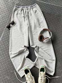 SHEIN Teens/Young Women Casual Street Style Solid Color All-Match Comfortable Sweatpants, Suitable For Commuting, School, Daily Casual, Travel, Sports, Autumn/Winter Grey Sweatpants Cute Sweatpants Comfy Pants Wide Leg Sweatpants Flare Sweatpants Fall