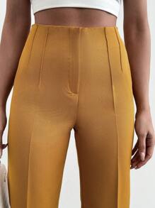 RueChic 高腰接縫細節西裝褲 - 黃色 - 查看 5