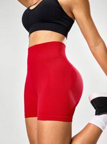 Gameset SHEIN Sport Pantalones cortos deportivos sin costuras de cintura alta de unicolor para mujer