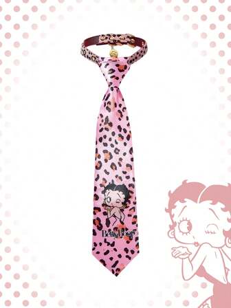Betty Boop | ROMWE 1 pieza Corbata con estampado de leopardo y dibujos animados, accesorio de declaración de estilo de vanguardia para mujeres