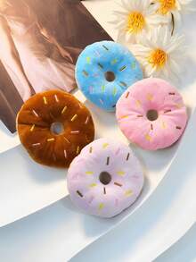 PETSIN 1pc Realistic Donut Shaped Squeaky Plush Dog Toy – Soft Sound Emitting Chewable Pet Toy, Interactive Boredom Relief For Puppies And Small Dogs, Adorable Design Your Dog Will Love - Multicolor - View 5