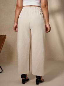 Chikora Quần vải cotton nữ ống rộng mùa hè quần vải lanh 100% cotton mùa thu quần vải cotton nữ cỡ lớn quần vải cotton nữ mùa thu ... - Màu be - Xem 4