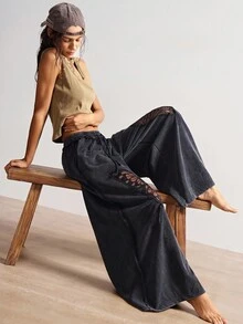 Bohemela Quần ống rộng họa tiết bướm phong cách đồng quê miền Tây, thích hợp mặc đi nghỉ, mặc hàng ngày, mặc đi chơi, mặc đi chơi, mặc đi chơi, mặc đi chơi, mặc đi học, mặc Halloween - màu đen - Xem 2