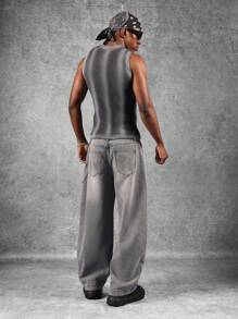 Áo tank top gân nổi SUMWON cổ cao không tay phong cách đường phố hiện đại, phong cách lễ hội, grunge, thể thao cơ bản thiết yếu, áo vest dệt kim nhẹ nhàng, trang phục năng động, đơn giản - Màu Xám nhạt - Xem 6