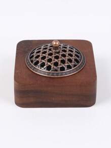 SHEIN 1pc A Solid Color Walnut Incense Burner - Dragon And Phoenix Cover Walnut Zen Tea Ceremony Incense Burner Home Decoration Chinese Style Indoor Agarwood Spice Aromatherapy Hollow With Cover Incense Holder Bottom Halloween, Spooky, Autumn, Festival, Holiday Christmas, Winter, Holiday, Festival