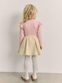 Maija Kids Maija Kids Young Girl Bow Decor Casual Versatile Minimalist A-Line Skirt Fall Winter - Apricot - View 2