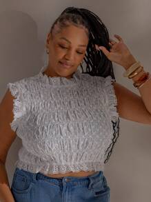 Aralina Blusa de verano con volantes y detalle de lazo en la espalda, estilo vintage bordado, ideal para otoño, verano y cumpleaños, tallas grandes - Blanco - Ver 6