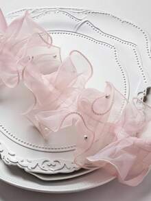 1Roll Elegant Faux Pearl Sewing Trim  Modern Polyester Decorative Edge For DIY Home Décor Crafts  Sewing Projects - Pink - View 3
