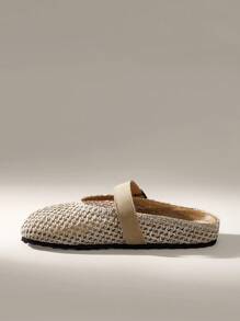 Solecia Giày lười đế dày mới mùa xuân/thu, giày nữ mũi kín - Màu Khaki - Xem 3