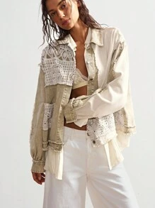 Bohemela Casual Woven Patchwork Long Sleeve Loose Blouse For Women Boho Jacket Patchwork Jacket,Fall Tops - Multicolor - View 6