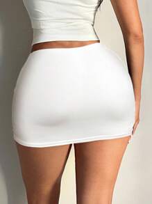 SHEIN SXY Women's Black Sexy Casual Mini Bodycon Skirt (With Leggings) - White - View 2