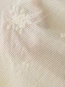 Écloséra 春夏假期波西米亚法式休闲条纹刺绣七分袖衬衫