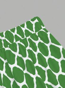 EMERY ROSE 大码高腰印花休闲裤，简约风格，适合日常穿着，情人节春季女装，情人节简约可爱节日服装，女士优雅阔腿裤 - 彩色 - 查看 6